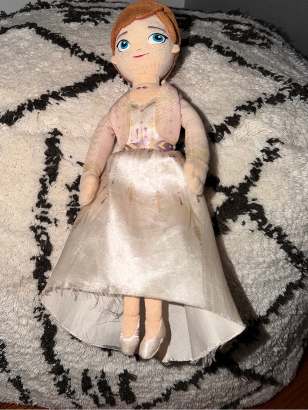 Disney Frozen Anna Plush Doll Cream Dress Braided Updo Just Play Princess Toy